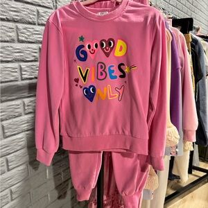 Lola + The Boys Pink "Good Vibes Only" Kids Pajama Set